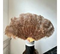2Piece Peach Pink Ostrich Feathers Fans Foldable Hand Held Decor Plumes Fan Performance Fans Party Props Stage Show Props 130CM-Coffee-100CM 1PCS Left