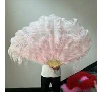 2Piece Peach Pink Ostrich Feathers Fans Foldable Hand Held Decor Plumes Fan Performance Fans Party Props Stage Show Props 130CM-Light Pink-130CM 1Pair(Two)