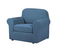 2Piece Stretch Arm Couch Covers with Cushion Cover Washable Sofa Protector for Living Room Furniture Durable Blue Fabric Easy to Clean Slipcover Set