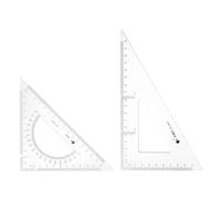 2piece Triangle Ruler Square Set 18cm, 16cm 30/60 and 45/90 Degrees Measuring Tools for Classrooms Home Office, Transparent