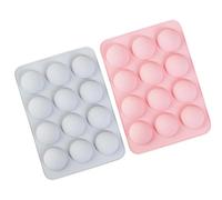 2Pieces 12 Cavity Golf Ball Shape Silicone Molds Baking for Chocolate Ice and Dessert Making in Kitchen Golf Ball Elastomer Cast