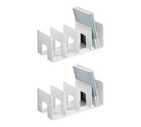 2Pieces Acrylic Bookend for Shelf 4 Section Book End Desktop Book Organizers Stoppers Magazine Stand 32x14.4x13cm Decorative Bookends for Showcases