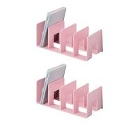2Pieces Acrylic Bookend for Shelf 4 Section Book End Desktop Book Organizers Stoppers Magazine Stand 32x14.4x13cm Decorative Bookends for Showcases