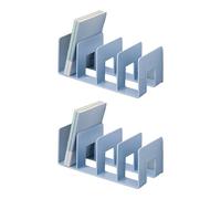 2Pieces Acrylic Bookend For Shelf 4 Section Book End Desktop Book Organizers Stoppers Magazine Stand 32x14.4x13cm Desktop Organiser