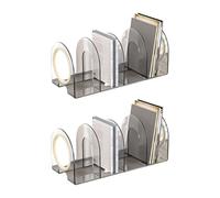 2Pieces Acrylic Bookend For Shelf 4 Section Book End Desktop Organizers Stoppers Magazine Stand 32x12.8x13.7cm Adjustable Spacing Bookends