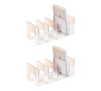 2Pieces Acrylic Bookends For Shelf 4 Section Book End Magazine Stand Book Stoppers Space Saving Desk Organizers Space Saving Acrylic Bookends