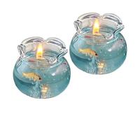 2Pieces Aromatic Mini Fish Tank Candle, Mini Bubble Candle, Fish Tank Decor, Home Scent Candles for Bedroom Party Favors Meditation Spa Yoga Desktop Office Relaxation