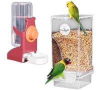 2Pieces Bird Feeder And Waterer With Detachable Drawer Clear For Parakeets Lovebirds Finches Abs Bird Feeder For Parrots