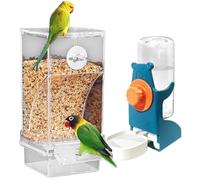 2Pieces Bird Feeder And Waterer With Detachable Drawer Clear For Parakeets Lovebirds Finches Abs Bird Feeder For Parrots