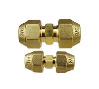2Pieces Copper Pipe Extension Joint Connectors for Air Conditioning Pipe Coupling Adapters with Flare Nuts and Connectors for Copper Tube Diameter 3/8 and 1/4-Inch