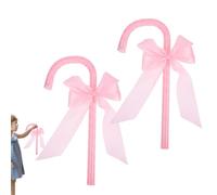2Pieces Cosplay Cane Prop, 35x15x5cm Pink Bow Cane Prop, Halloween Little Bo Peep Staff, Lightweight And Portable Stage Performance Staff P-rop for Halloween Carnival Valentines Day Cosplay