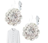 2Pieces Cufflinks For Women,Rhinestone Button Covers,Bling Rhinestone Shirt Button Clips,Flower Sleeve Button Cover No Sew Instant Button Clip,Detachable Clothing Accessories,Shirt Sleeve Cufflinks