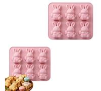 2pieces Easter Rabbit Moulds,Easter Rabbit Chocolate Silicone Moulds,Handmade Non Stick Crafts Casting Tool, 3D Bunny Silicon Baking Mold for Easters Party Making Gummies Cupcake, Jelly, Mousse