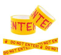 2Pieces Halloween Decorations Caution Tape 1.9inch x 82Feet Do Not Enter Yellow Safety Warning Tapes Scary Hazard Warning Party Outdoor Indoor DIY Decorations Fright Spooky for Danger Areas Door