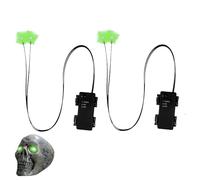 2pieces Halloween LED Glowing Light Up Eyes, Light Up LED Eyes For Skeleton With Timer, Horror DIY Lighted Eye, For Halloween Decoration, Skulls, Pumpkin, Spider, Tombstone Props, Cosplay(Green)