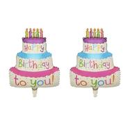 2Pieces Happy Birthday Cake Foil Balloons Giant Self-Standing Three Layer Birthday Balloons for Girls Boys Kids Baby Shower Birthday Party Supplies