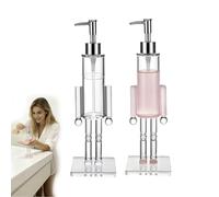 2pieces Nutcracker Soap Dispenser, Clear Acrylic Nutcracker Shape Soap Dispenser, Decorative Refillable Christmas Hand Soaps Bottle, Transparent Wash Liquid Bottle With Pump, For Bathroom Kitchen