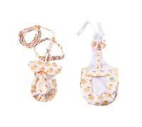 2Pieces Pet Potty Training Gear Adjustment Waistband Duck Print Washable Polyester Odor Control For Puppies Small Dog Diaper And Harness