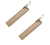 2Pieces Portable PU Leather Pencil Storage Bag with Carabiner Hook Multipurpose Pen Pouches for School Offices Travel Stylish Pencil Bag