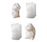 2Pieces Practical Figurine Molds Rabbits Shape Ornament Silicone Texture for Clay and Resin Crafting Decorative Rabbits Mold