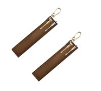 2Pieces PU Leather Pen Sleeve with Keychain Hook Portable Pen Pouches for Binder Journal Planner Notebook Backpack Charm Owner with Clip
