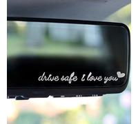 2pieces Rear View Mirror Stickers I Love You Drive Safe, Vinyl Car Rearview Mirror Decal with Heart I Love You Drive Safe Mirrors Decal for Rearview Mirrors Window Driver Gift, 12x1.6cm
