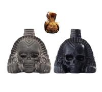 2Pieces Screaming Aztec Death Whistle, 125+ dB Resin Skull Whistle Authentic Human Sounding Loud Screams Aztec War W-histle with Drawstring Bag for Collectible Day of the Dead, Horror Halloween Prank
