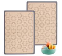 2Pieces Silicone Macaron Baking Mat,Non-Stick Reusable Silicone Mats for Baking,Thick Silicone Baking Mats Sheet,Easy to Clean Baking Tray in Grey,for Pizza,Macarons,Biscuits,Cakes.
