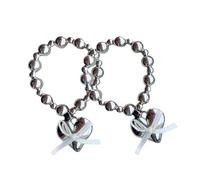 2Pieces Silver Love Bowknot Hair Band Hair Accessory Elastic Hair Bands Fashion Hair Jewelry Suitable For Stylish Looks