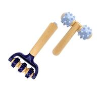 2Pieces Therapeutic Rollers Wood Texture Travel Massager for Comprehensive Body Care Tissue Recovery Daily Wellness Portable Massager