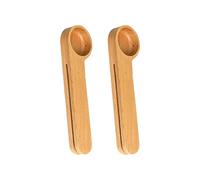 2Pieces Wooden Measuring Scoops Set with Sealing Clip Design for Organized Coffee Making Kitchen Household Essential Home Coffee Scoops