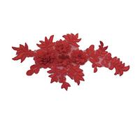 2pieces X red 3D Floral lace Applique sew on Double Layers Flower Tulle lace Motif Patch (M6a)