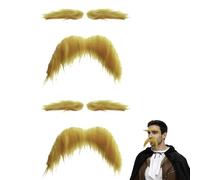 2pieces Yellow Mustache and Eyebrows, Self-Adhesive Fake Mustache and Eyebrows Set, Funny Artificial Fake Beard Props, Cosplay Costume Accessories for Men Women Kids Halloween Party