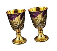 2Pieces Zincs Alloys Champagnes Goblets for Fine, Golden grape | Holy Glass with High Foot, Finishing and Base for Special Occasions, Home Living Room Decoration
