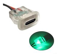 2Pin Type-C Charging Socket with LED Light Plate, Waterproof USB-C Power Port for Outdoor Use, Low Resistance & Lasting Connection, 30° Silicone Seal, Rubber-Insulated(with Green Light)