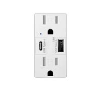 2PK 4 2 5 8A 110V Dual USB Port Type C Wall Socket With Indicator Cha