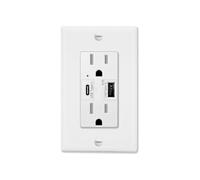 2PK 4 2 5 8A 110V Dual USB Port Type C Wall Socket With Indicator Cha