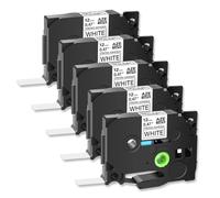 2PK 5PK Stronger Label Tapes Works with TZ TZe S231 S131 S631 Printers 12mm Black On White Labels(5PK Black on White)