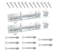 2pk 6" Brenton Bolt Sliding Door Lock | Heavy Duty Gate Latch for Bedroom, Patio, Garden & Shed Security | BZP Zinc Plated Steel Barrel for Wooden Gates, Doors & Garages | with Fixings (2pk - 6")