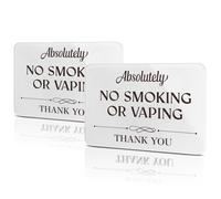 2PK Absolutely No Smoking or Vaping Sign - Durable Acrylic Sign with Magnet for Office，Vacation Rentals, Restaurant - Smoke Free Signs with 4 Stickers，7.1" x 5.1"