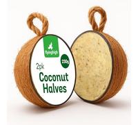 2pk Coconut Halves for Wild Birds, Ready to Use Natural Coconut Bird Feeder Halves for Outdoor Use, Small Animal Habitat Decor for Garden & DIY Projects, Durable Shells Treat Bowls