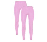 2PK Girls Plain Leggings 100% Cotton Added Stretch 2-16 Years School Black Green Brown Blue Grey Red