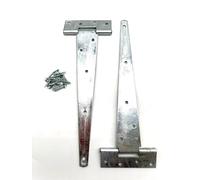 2PK Heavy Duty Tee Hinges with Fixings. Hot Dipped Galvanised T-Hinges for Garden Gates, Sheds and Doors. Corrosion and Weather Resistant External Hinge Pack of 2 with Screws.