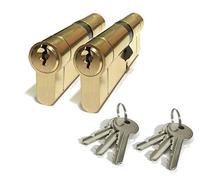 2pk High Security Euro Door Locks Cylinders - KEYED Alike - Size : 35/55 - Brass Finish - 6X Keys - Anti Pick, Anti Drill, Anti Bump, Anti Snap - for PVC/uPVC Doors, Patio Doors etc