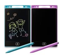 2pk LCD Writing Tablet for Kids, Reusable 8" Drawing Tablet with Stylus Pen, Mess Free Magic Board, Portable & Travel Friendly Doodle Pad with Erase Button Function for Everyday Use