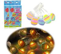 2Pk LED Easter Egg String Lights, 1.65m Warm White 10 LEDs, Battery Operated Fairy Lights for Easter Decorations, Home, Party, Table, Indoor Decor, Festive & Spring Decoration