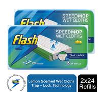 Flash Speedmop Wet Cloth Refills, Floor Cleaner Mop, Lemon Anti-Bac, 96 Wipes (24 x 4), Flash Speed Mop Refill Wipes, Household Wet & Dry Mops