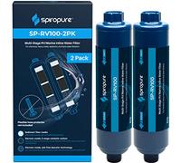 2pk of SpiroPure Multi-Stage RV Marine Inline Water Filters - Sediment Carbon Hard Water Chlorine Chloramine Heavy Metals PFOA PFAS (Flexible Hose Protector NOT Included)