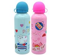 2Pk Peppa Pig and George Pig Aluminium Water Bottles for kids, Travel, Pink and Blue Sports Bottles 500ml, BPA Free Kids Traveling Bottles, Leak-Proof, Accessories for Kids 3+ Years