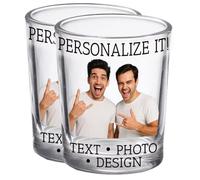 2pk Personalised Printed Photo 2.5oz Shot Glasses, Gifts for Dads and Mums, custom image or pictures - anniversaries, party favors, bachelor or bachelorette party, 18th birthday shot glass